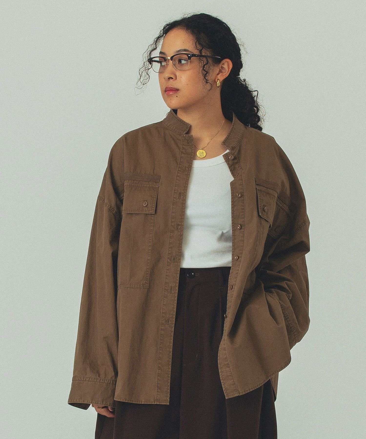 ROSE BUD MILITARY POCKET SHIRTS ローズバッド トップス シャツ・ブラウス ブラウン ブラック