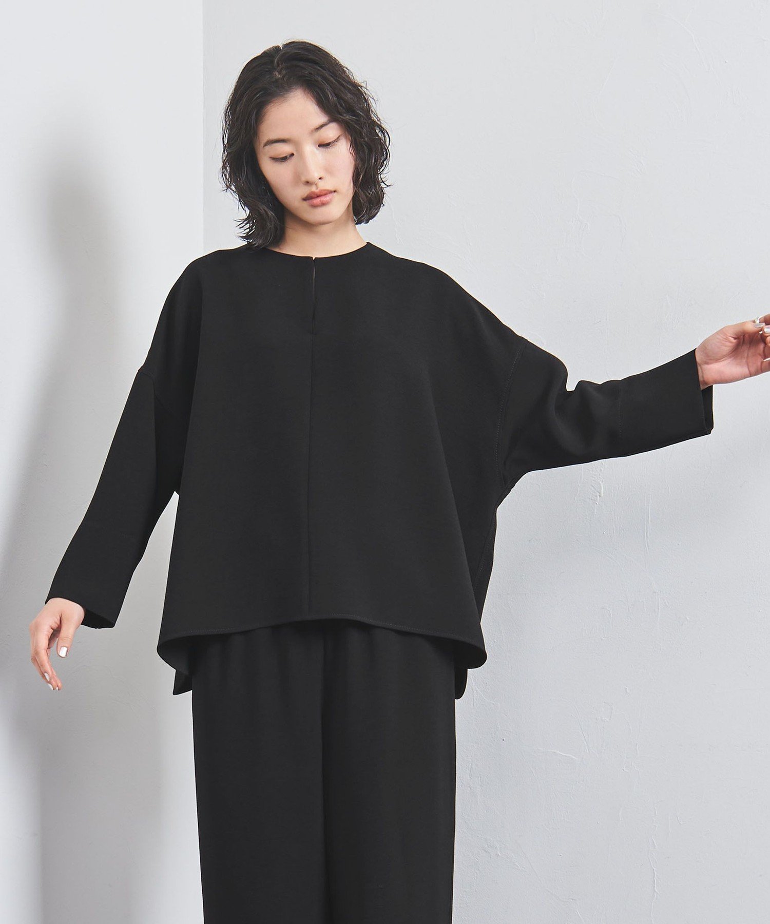 【SALE／70%OFF】UNITED ARROWS COMFY スリットノーカラー プルオーバー -吸水速乾 UVカット ウォッシャブル- ユナイテッドアローズ アウトレット トップス シャツ・ブラウス ホワイト ブラック ワインレッド【送料無料】