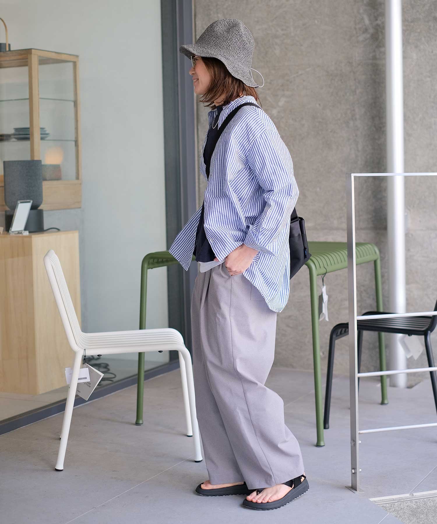 her. her.｜コットンリネンストライプバンドカラーシャツ [[CE3SH260405B]][C] ハグハグ トップス シャツ・ブラウス