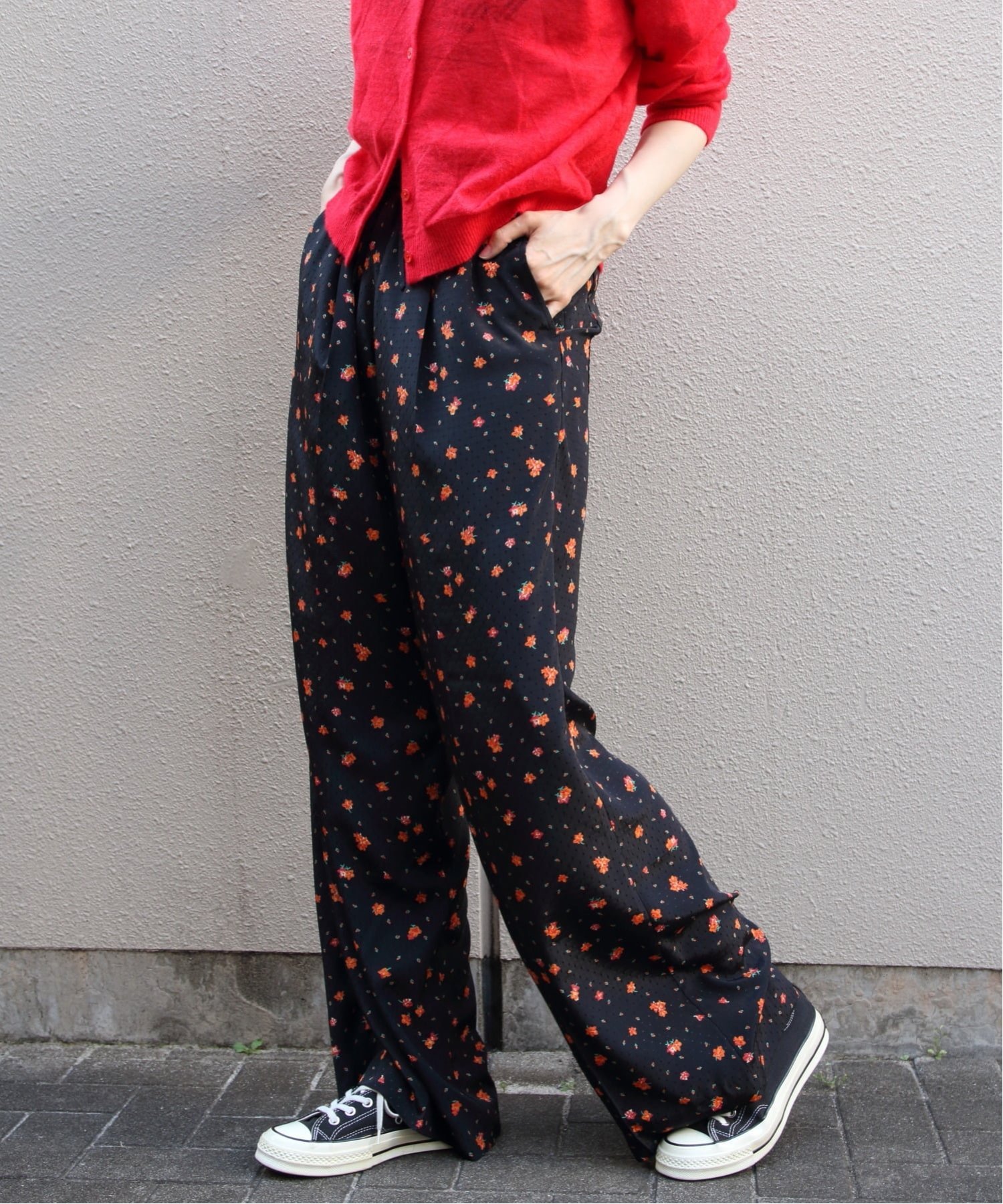 THE SHINZONE シンゾーン TINY BLOSSOM PRINTED PANTS ステップス パンツ その他のパンツ ブラック