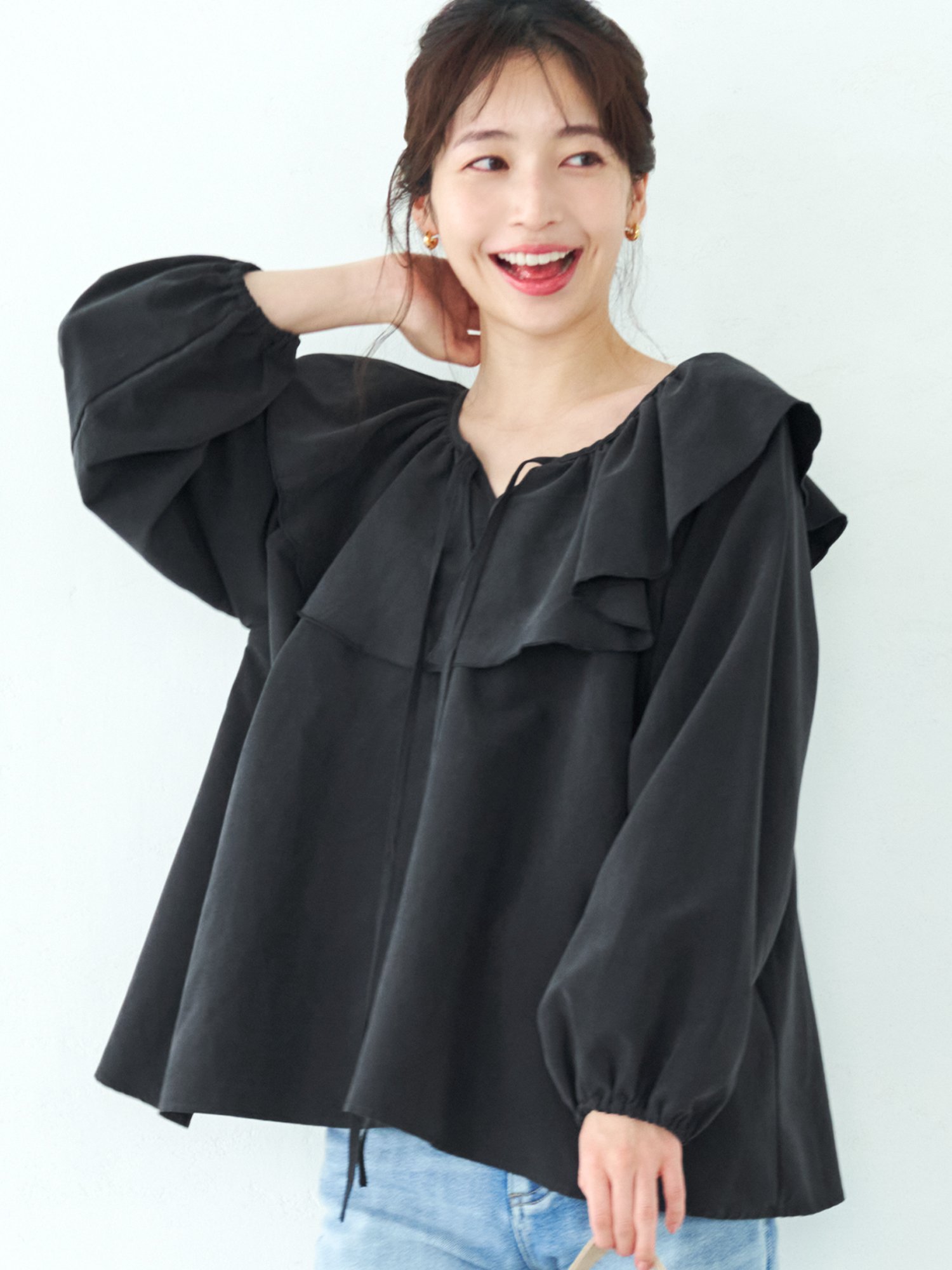 【SALE／75%OFF】coca ピーチスキンブラウス コカ トップス シャツ・ブラウス ブラック カーキ ピンクのサムネイル