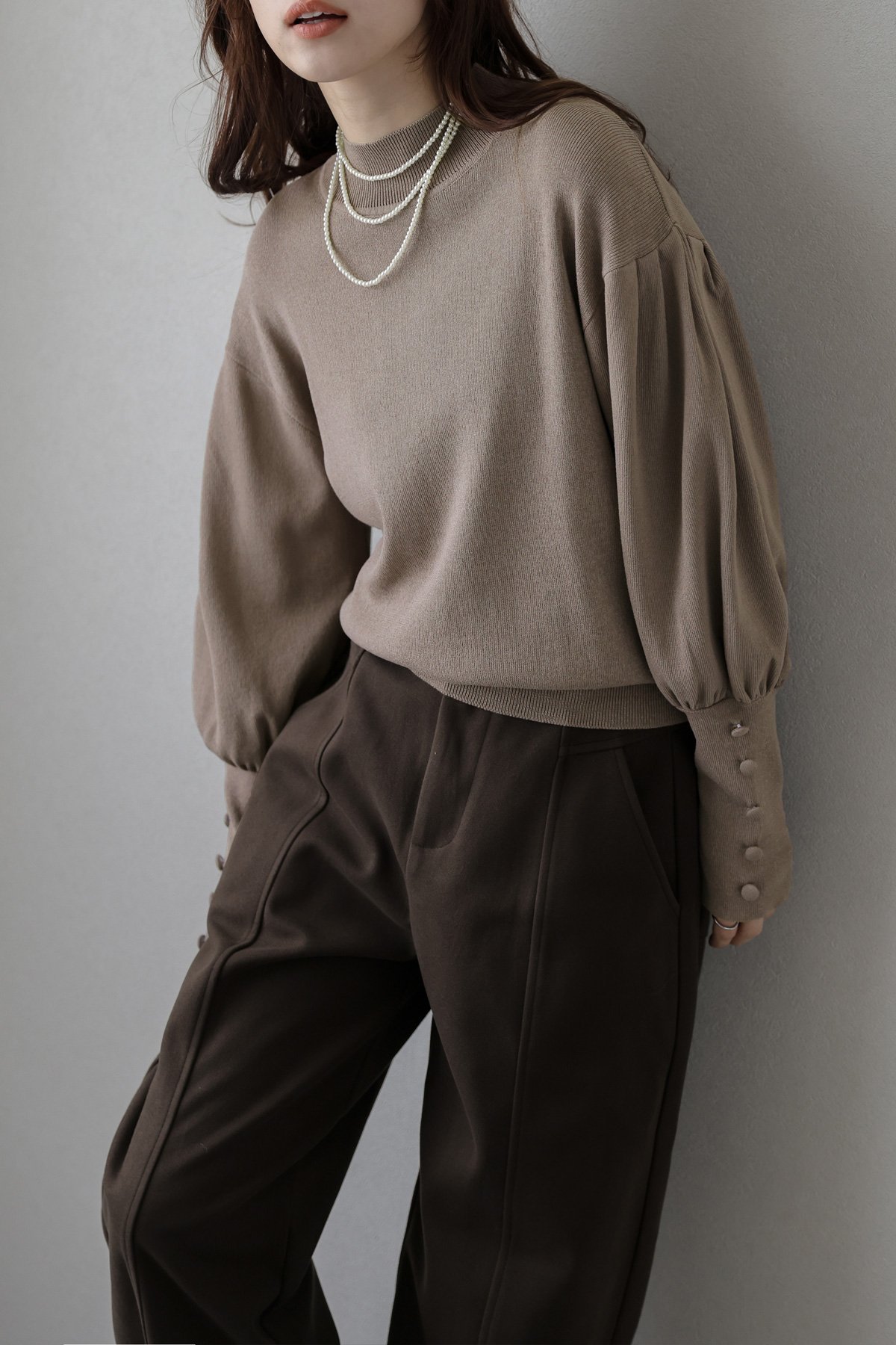 【SALE／51%OFF】La-gemme モックネックニットトップス ラジュール トップス ニット グレー ブラウン ブルー ブラックのサムネイル