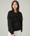 【SALE/50%OFF】JAYRO 袖チュールフロントフリルトップス ジャイロ トップス スウェット・トレーナー グレー ブラック