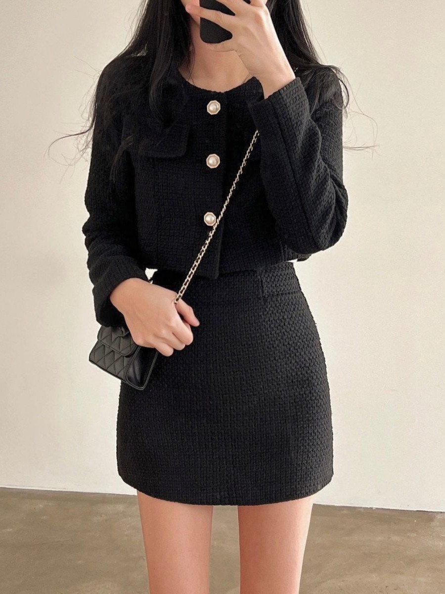 【SALE／20%OFF】LADY LIKE 【春夏新作】ノーカラーミニ丈セットアップスーツ ディアベル ジャケット・アウター ノーカラージャケット ブラック ホワイト【送料無料】