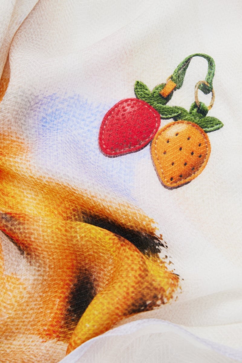 Desigual フルーツと花のチャーム柄スカーフ デシグアル ファッション雑貨 スカーフ・バンダナ パープル【送料無料】