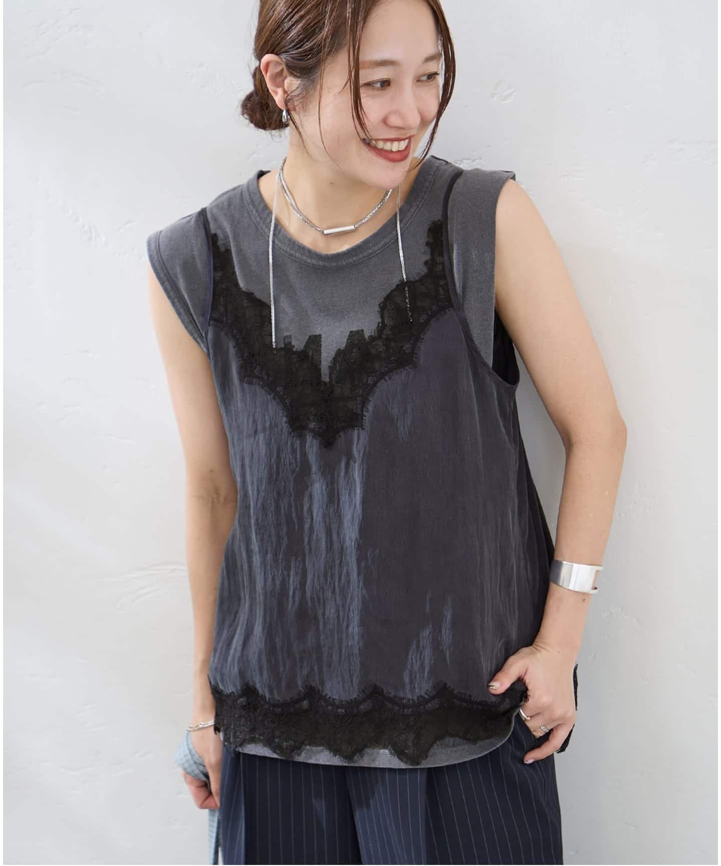 JOURNAL STANDARD 《追加6》フィブリルリヨセルキャミ ジャーナル スタンダード トップス シャツ・ブラウス ネイビー ベージュ