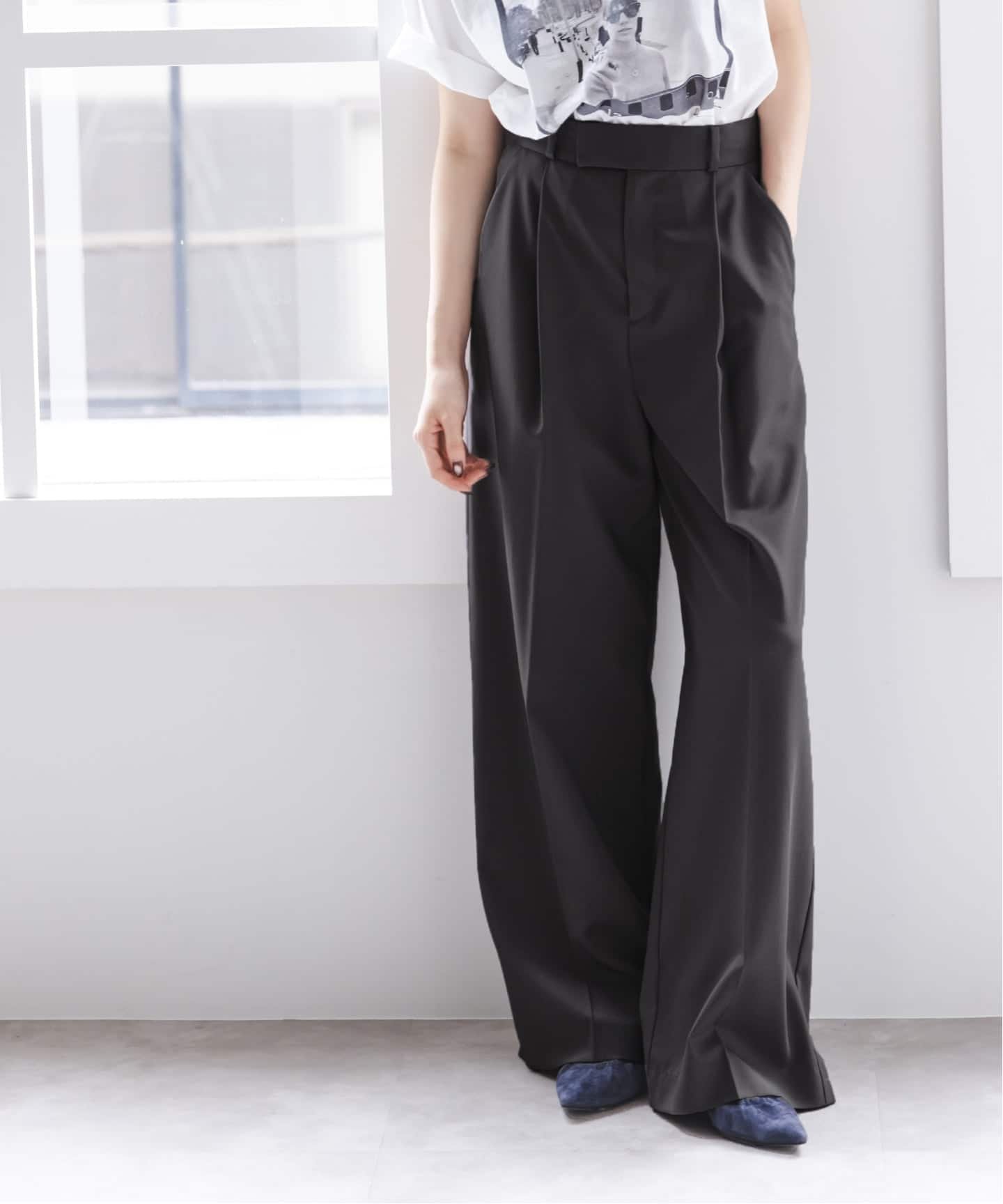 NOBLE 《追加》エステルツイルストレッチスラックスパンツ ノーブル パンツ スラックス・ドレスパンツ ホワイト ブラック グレー ベージュ
