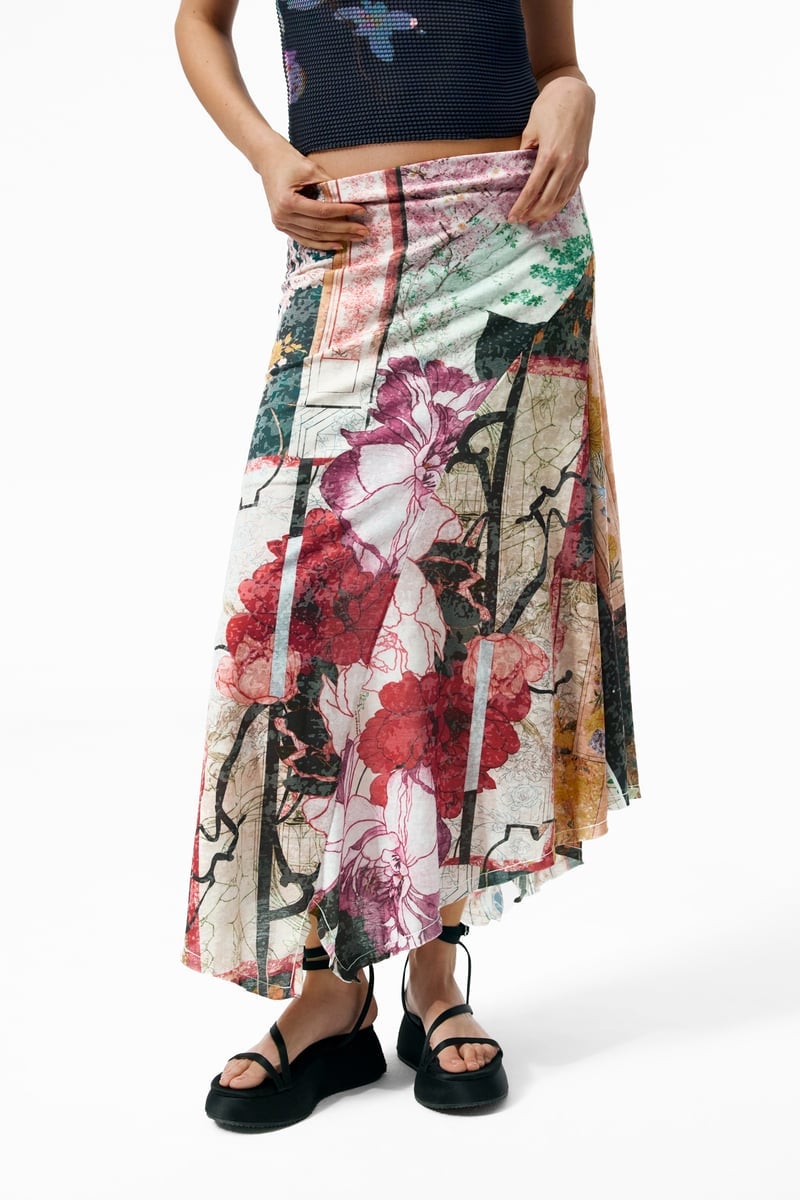 Desigual プリント柄のロングスカート デシグアル スカート ロング・マキシスカート グレー【送料無料】