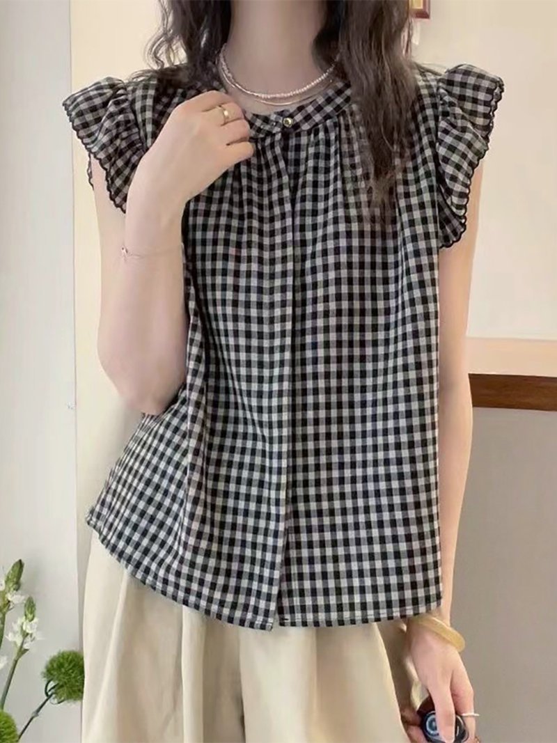 【SALE／20%OFF】Doux Belle ギンガムチェックフリルブラウス レディース トップス ドゥー・ベル トップス シャツ・ブラウス【送料無料】 stylife-15743422 Rakuten Fashion サンプル画像2