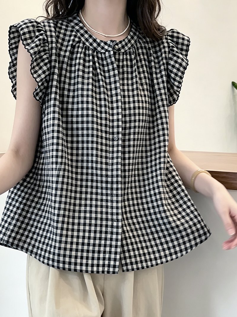 【SALE／20%OFF】Doux Belle ギンガムチェックフリルブラウス レディース トップス ドゥー・ベル トップス シャツ・ブラウス【送料無料】 stylife-15743422 Rakuten Fashion サンプル画像3
