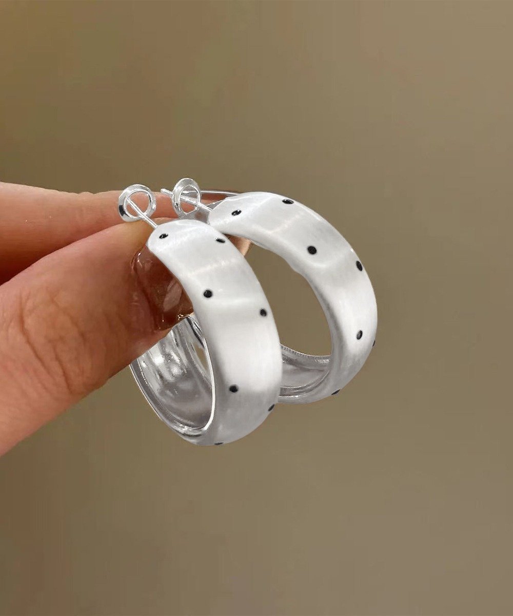 【SALE／31%OFF】miniministore ドット柄フープピアス 大ぶりピアス韓国風 ミニミニストア アクセサリー・腕時計 ピアス シルバー ゴールド