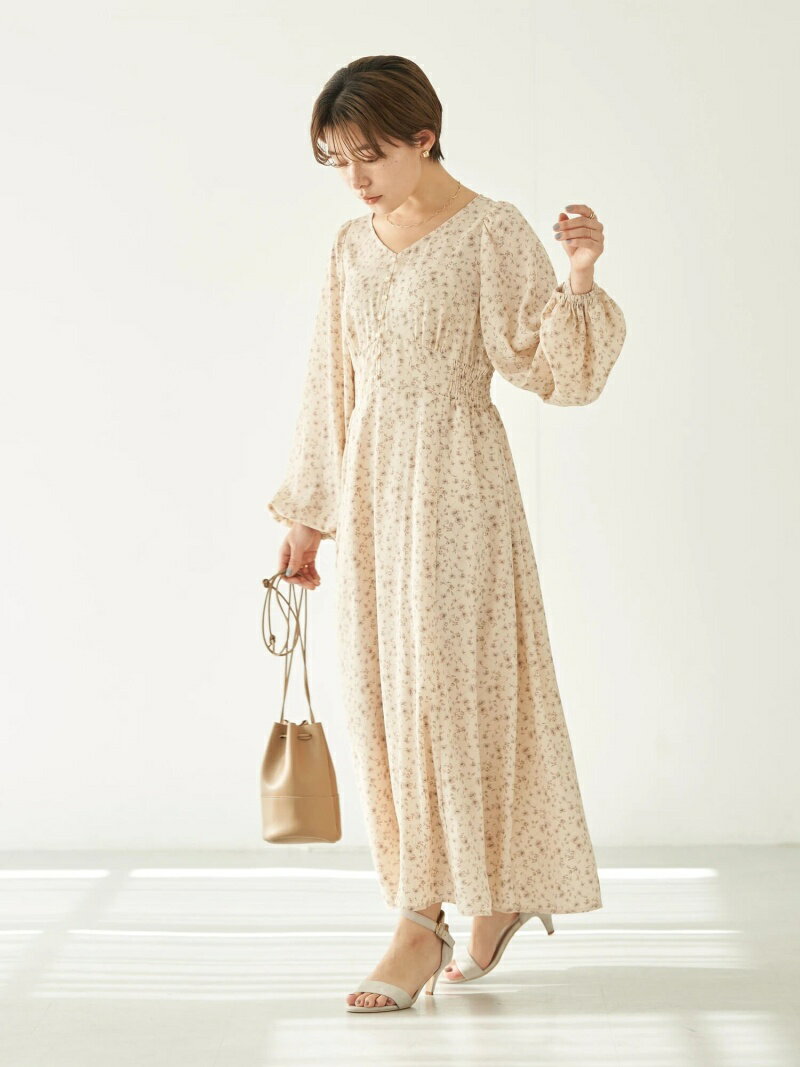 【SALE／70%OFF】earth music&ecology 花柄エンパイアワンピース アースミュージック&エコロジー ワンピース・ドレス ワンピース ブラウン ブラック ホワイトのサムネイル