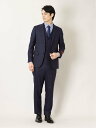 TAKA-Q シルク混ウール レギュラーフィット 2ボタン3ピーススーツ 杢紺 タカキュー スーツ・フォーマル セットアップスーツ ネイビー【送料無料】