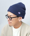 Champion Champion / アクリル ニットワッチ / ニット帽 / 刺繍ワッペン エー.エム.エス. 帽子 ニット帽・ビーニー ネイビー グレー ...