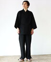 BEAMS JAPAN <UNISEX> 久留米紬織 作務衣 ビームス ジャパン オールインワン・オーバーオール オールインワン・つなぎ ネイビー ブラック【送...