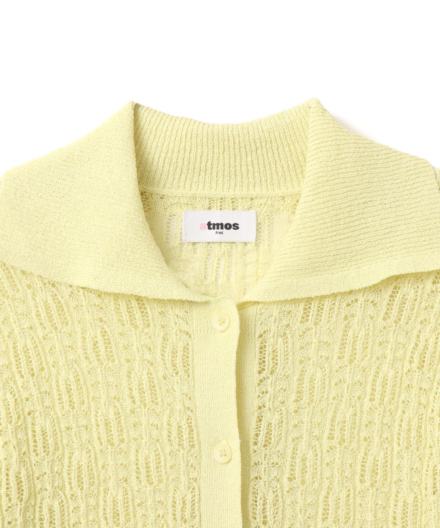 atmos pink atmos pink See-Through Knit Cardigan YELLOW アトモス トップス ニット イエロー