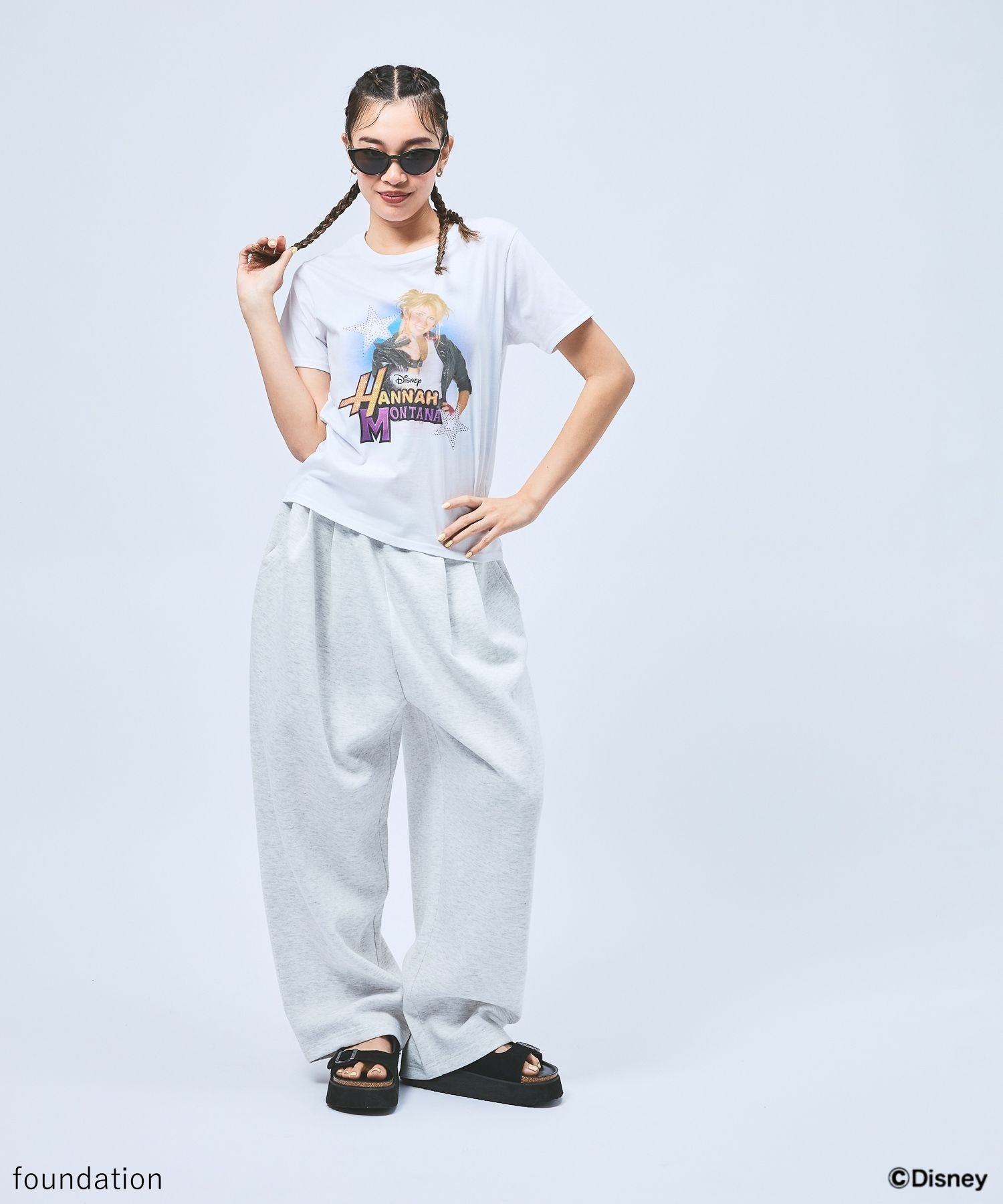 niko and ... 【Disney HANNAH MONTANA / ハンナ・モンタナ】Tシャツ ニコアンド トップス カットソー・Tシャツ パープル ホワイト