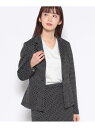 MADAM JOCONDE マダム ジョコンダ MADAM JOCONDE 【セットアップ対応】ドットジャカード テーラードジャケット マダムジョコンダ ジャケット・アウター テーラードジャケット・ブレザー ブラック ホワイト【送料無料】
