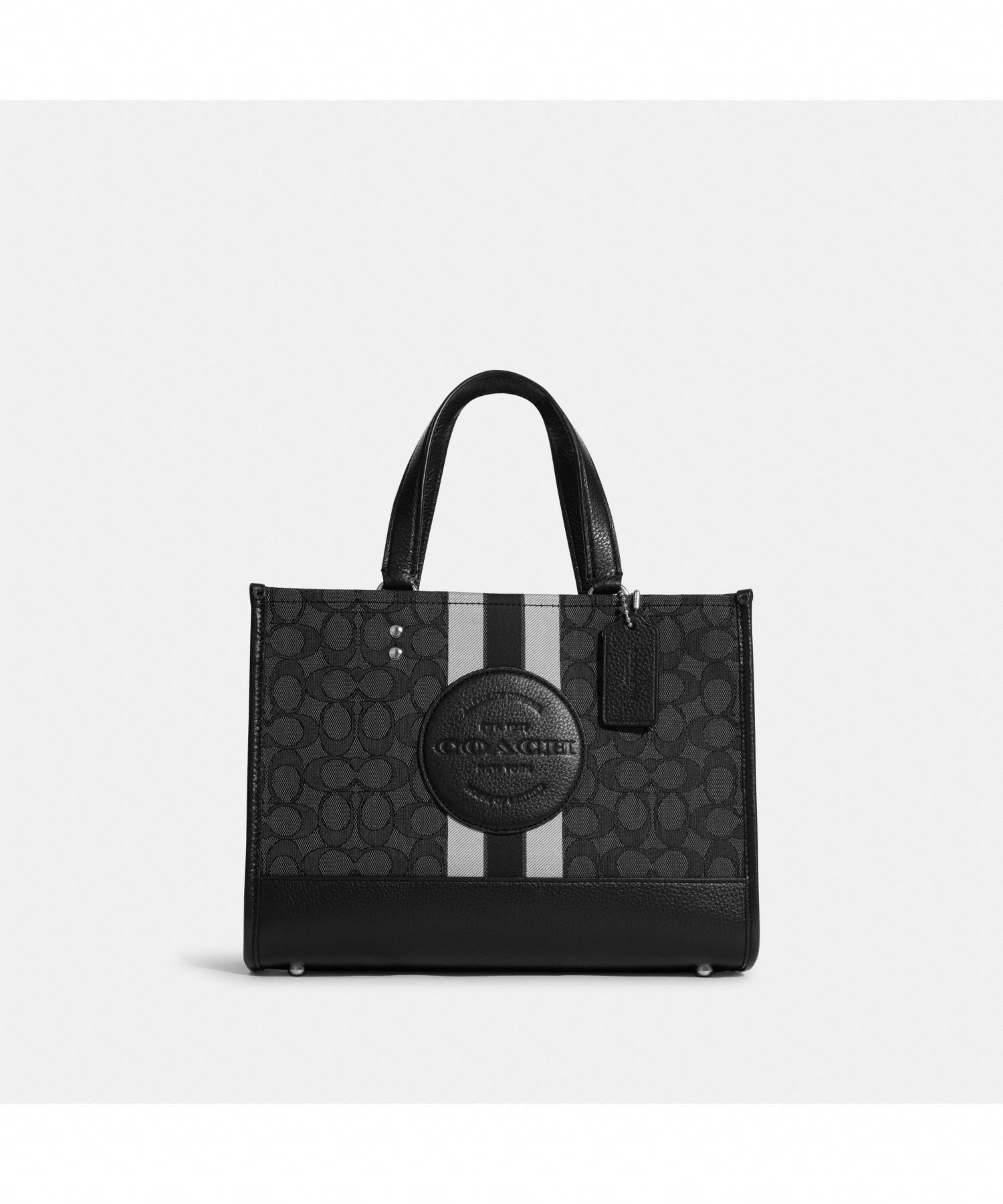 【SALE／70%OFF】COACH OUTLET デンプシー キャリーオール シグネチャー ジャカード ウィズ ストライプ アンド コーチ パッチ コーチ　アウトレット バッグ ショルダーバッグ ブラック【送料無料】