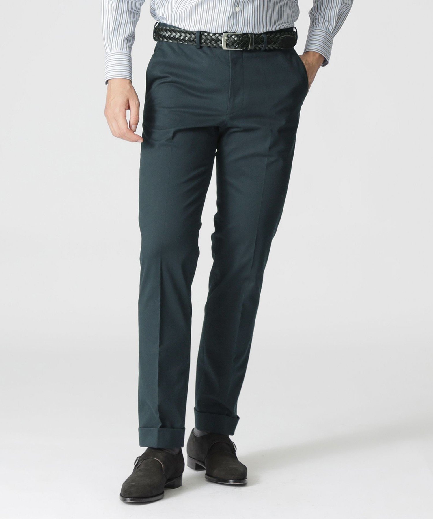【SALE／25%OFF】Paul Stuart 「Adjustable Fit」ストレッチピーチツイルコットンパンツ/カラーチノパンツ ポール・スチュアート パンツ スラックス・ドレスパンツ ネイビー ベージュ カーキグリーン パープル【送料無料】