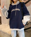 【SALE/30%OFF】miniministore 裏起毛 レイヤード風 パーカーレディース ミニミニストア トップス パーカー・フーディー ネイビー ベージ...
