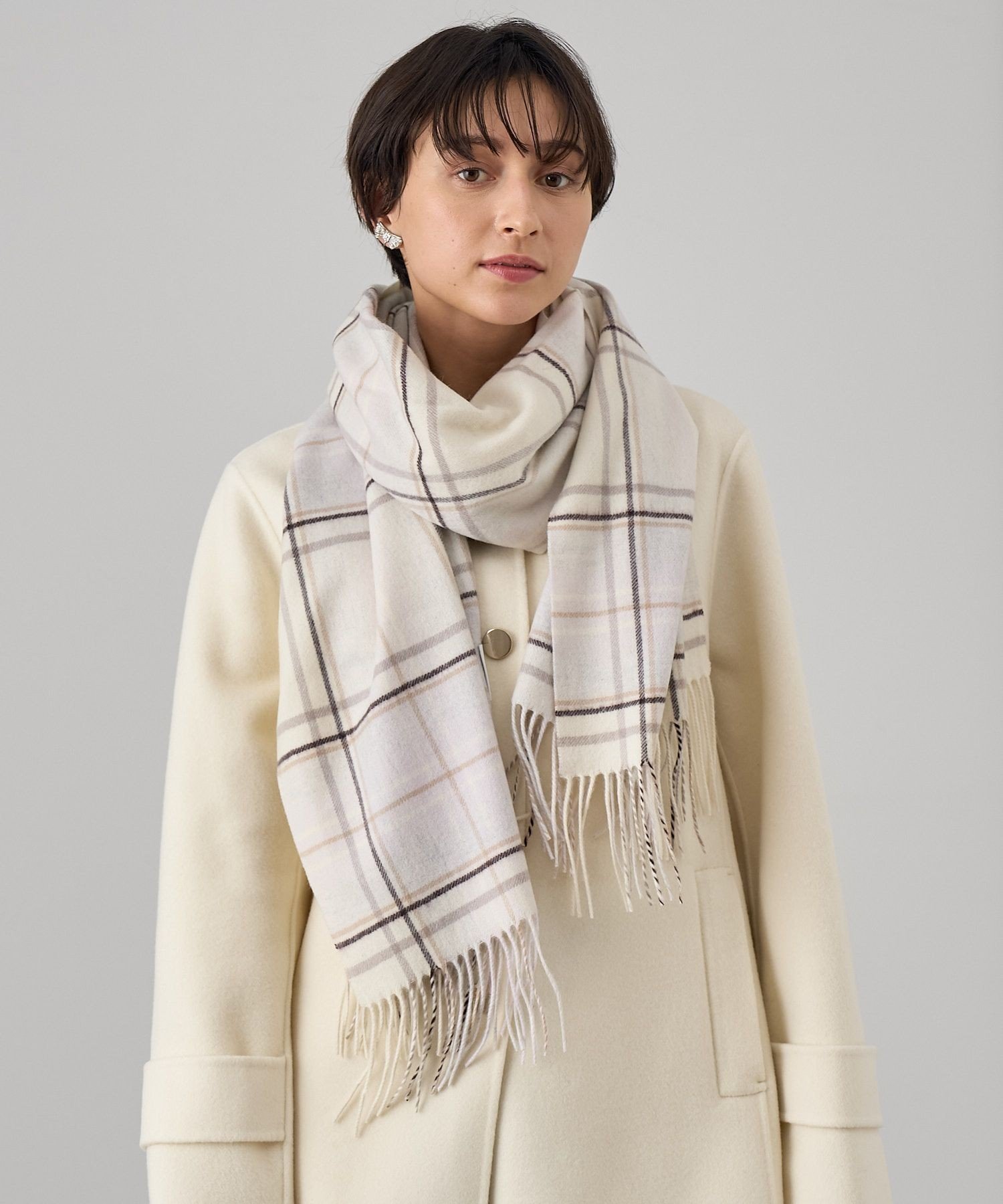【SALE／40%OFF】ANAYI マドラスチェックカシミヤストール アナイ ファッション雑貨 マフラー・ストール・ネックウォーマー レッド ホワイト【送料無料】