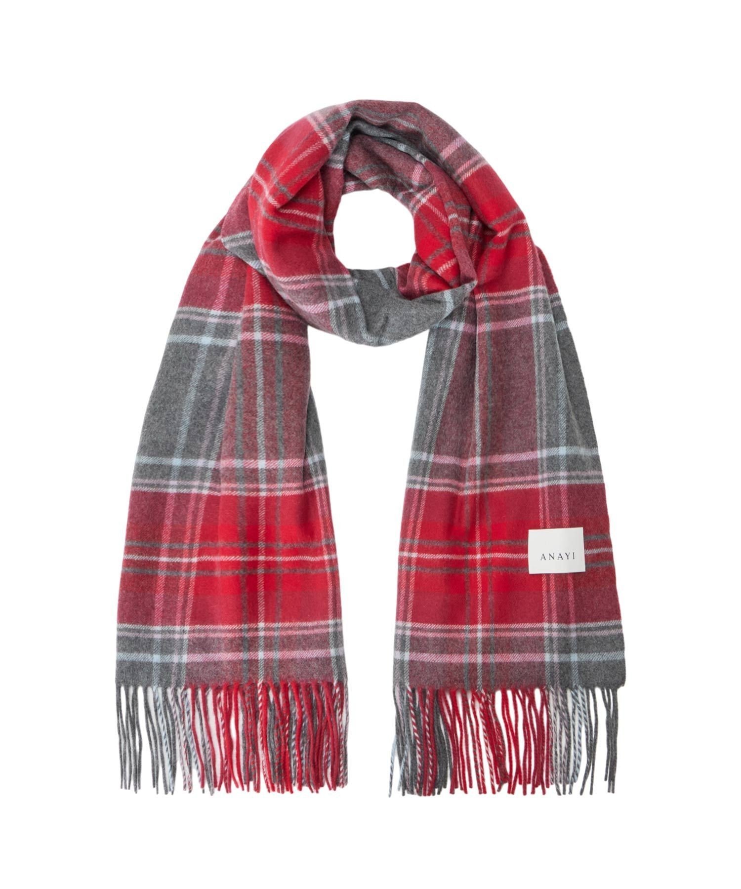 【SALE／40%OFF】ANAYI マドラスチェックカシミヤストール アナイ ファッション雑貨 マフラー・ストール・ネックウォーマー レッド ホワイト【送料無料】