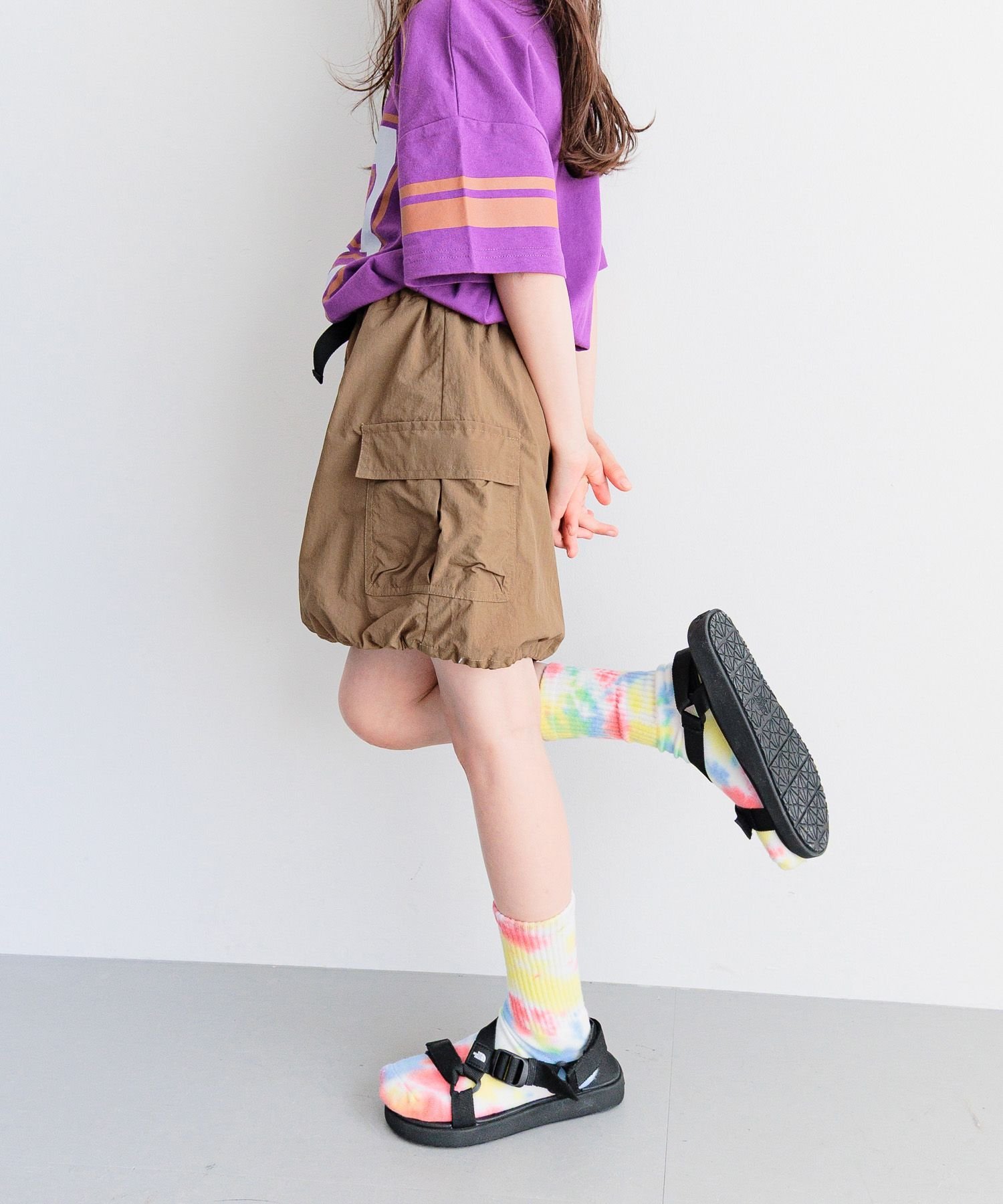 BAYFLOW [インナーパンツ付き]バルーンカーゴスカート(KIDS) ベイフロー スカート ミニスカート パープル ブラック カーキグリーン