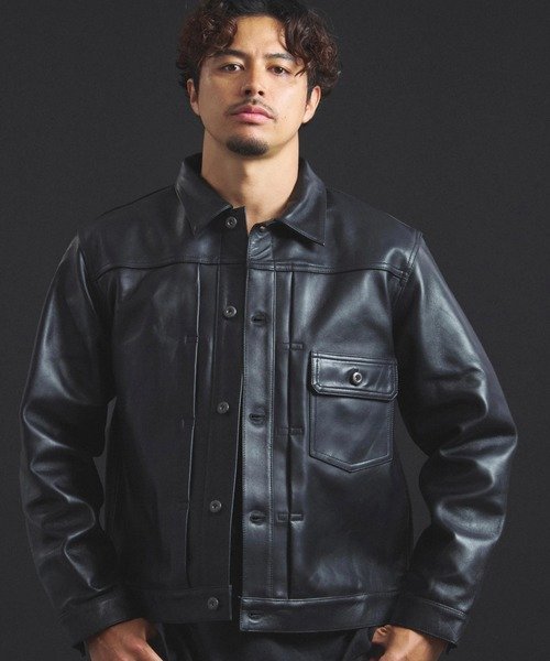 SELECT BRANDS Schott/ショット SHEEP LEATHER 1st TRACKER JACKET(MENS) ジャックローズ ジャケット・アウター その他のジャケット・アウター ブラック【送料無料】