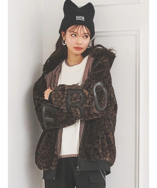 Ludic Park ヒョウ柄BIGロゴファーブルゾン ルディックパーク ジャケット・アウター ブルゾン・ジャンパー【送料無料】