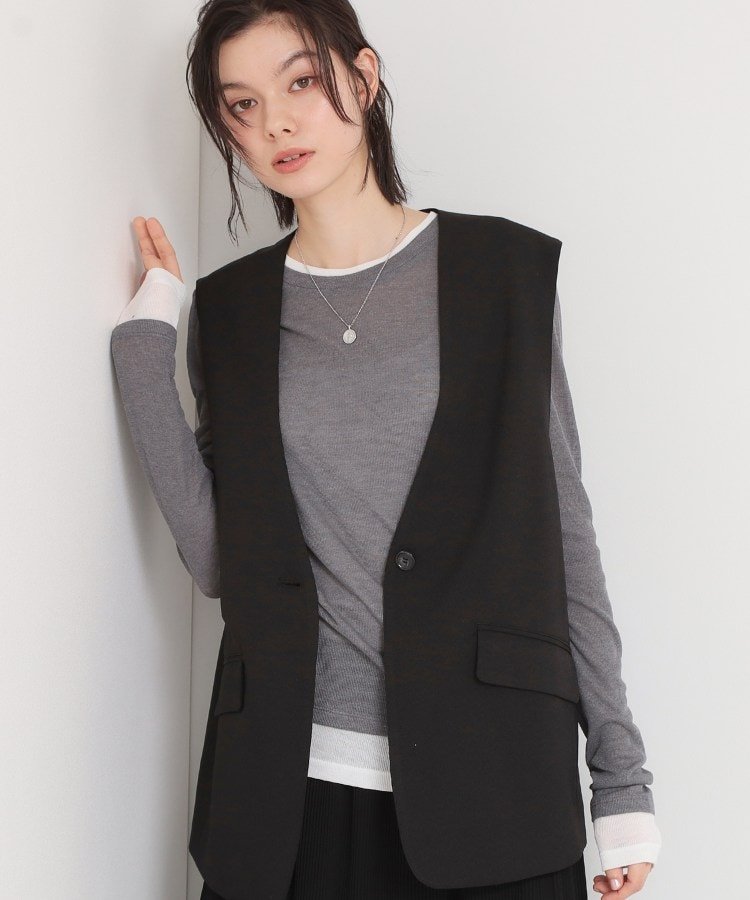 THE SHOP TK 配色テレコカットソー ザ ショップ ティーケー トップス カットソー・Tシャツ ブルー グレー