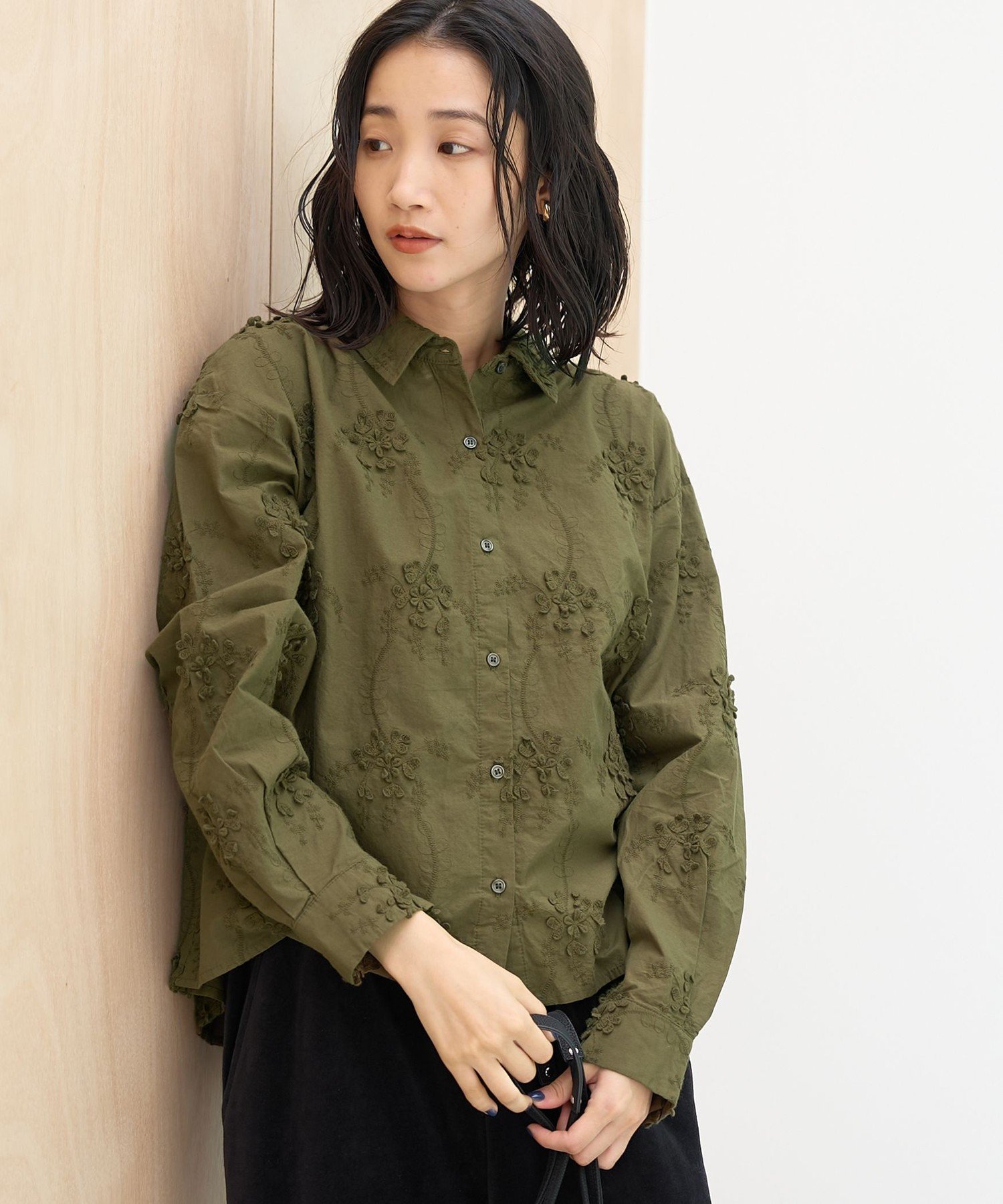 楽天市場】刺繍 ブラウス（カラーグリーン）（レディースファッション 
