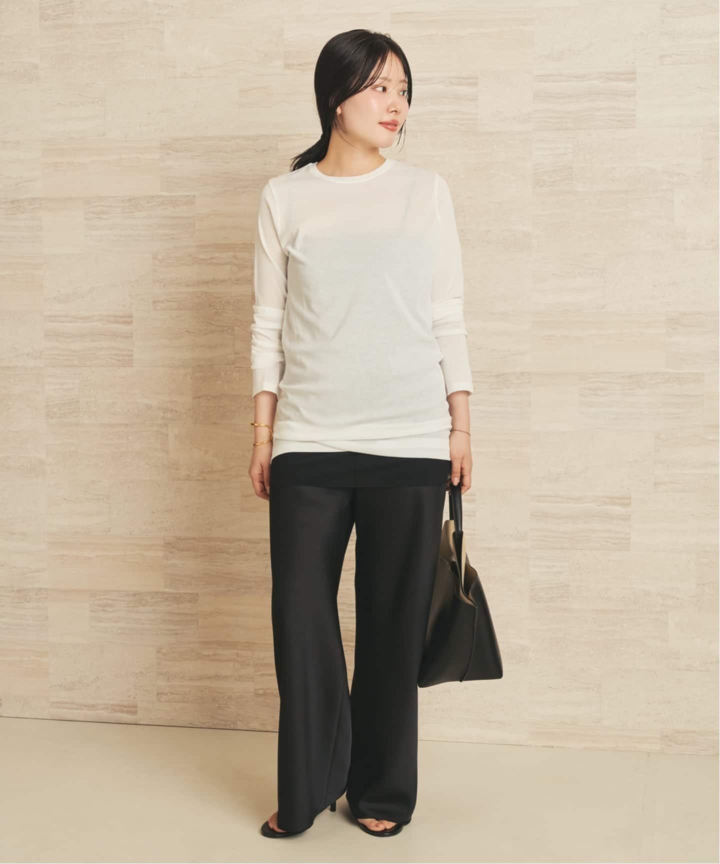 plage 《追加》LIGHT SHEER LONG Tシャツ 2 プラージュ トップス カットソー・Tシャツ ホワイト