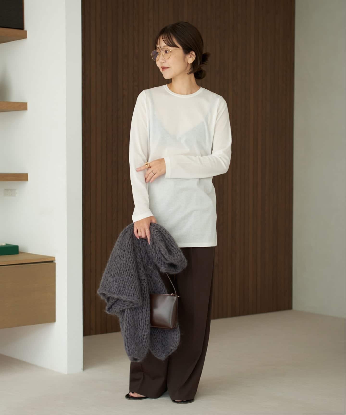 plage 《追加》LIGHT SHEER LONG Tシャツ 2 プラージュ トップス カットソー・Tシャツ ホワイト