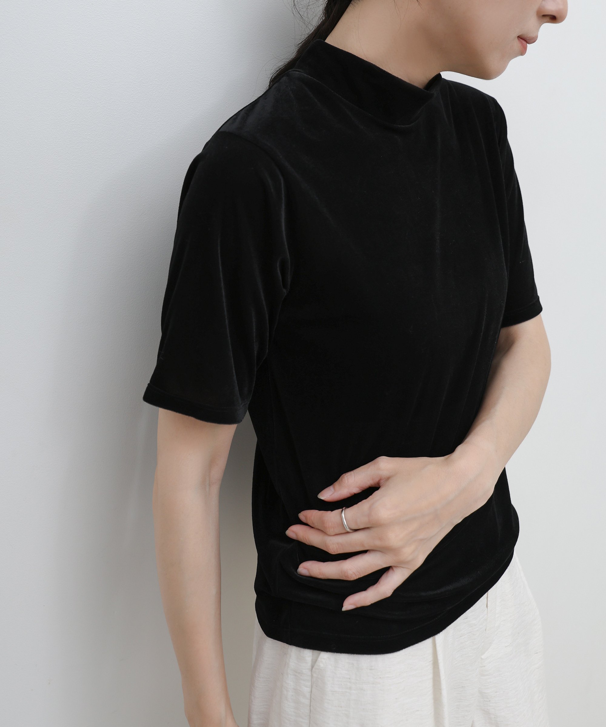 SELECT MOCA プチハイネックライトベロアTシャツ セレクトモカ トップス カットソー・Tシャツ