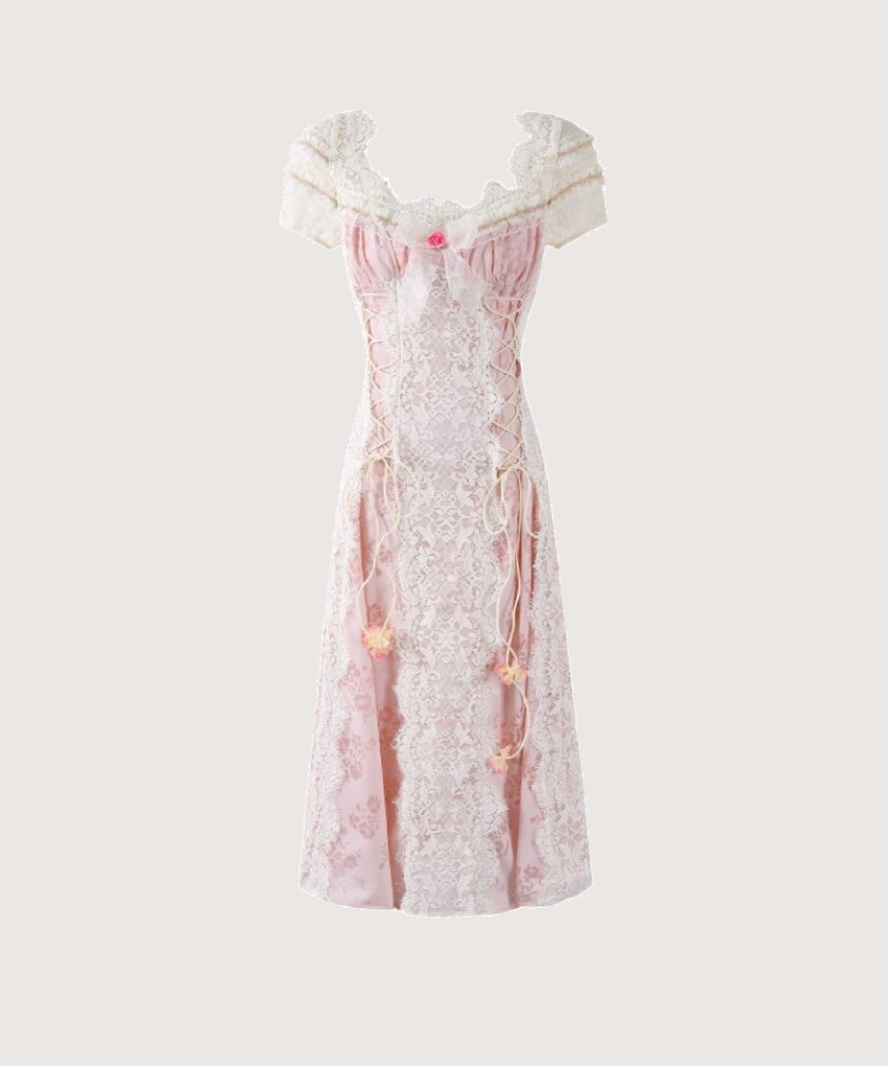 LA POMME petit Blush Romance Lace Dress ラポミ・プチ ワンピース・ドレス ワンピース ピンク【送料無料】