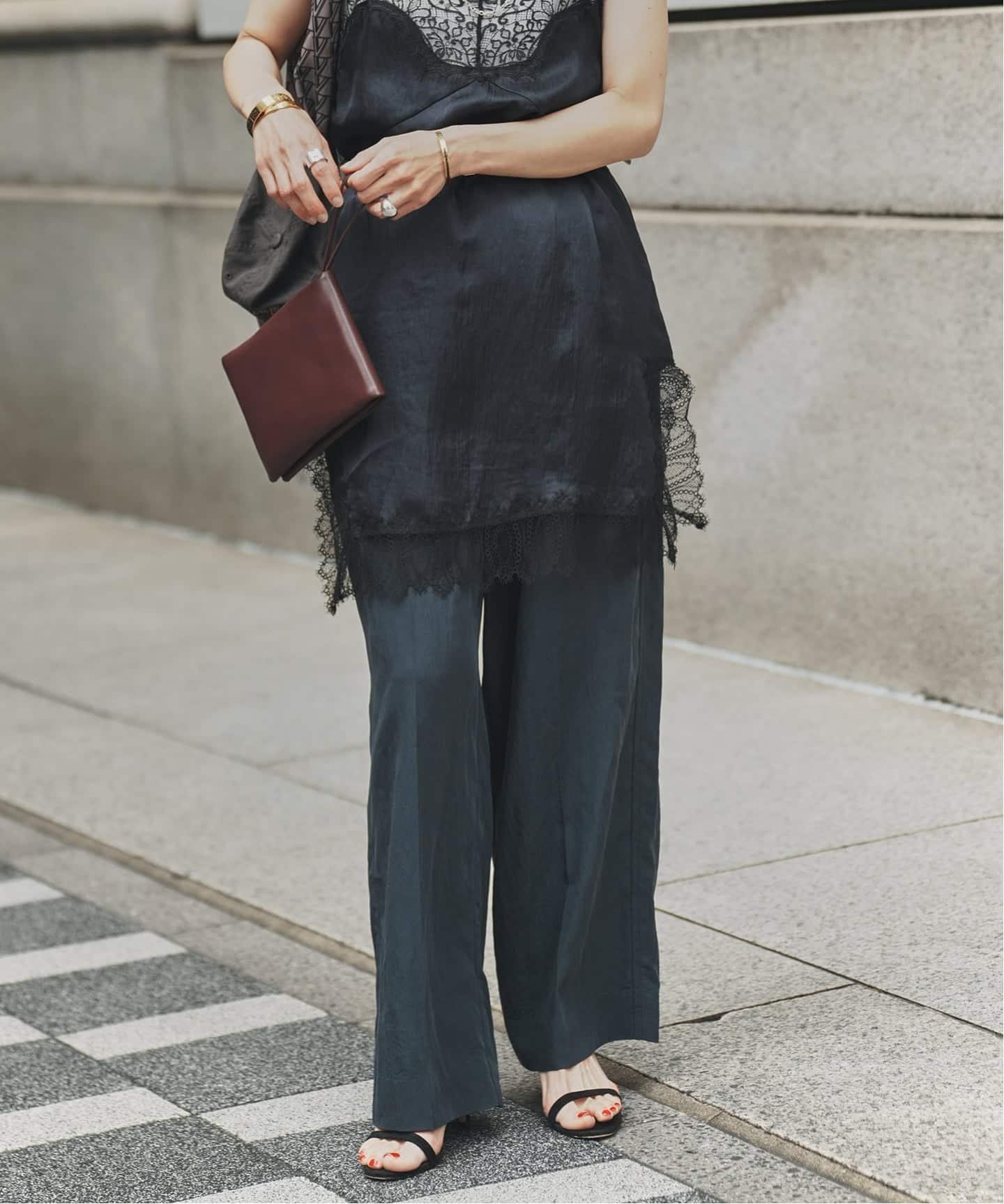 VERMEIL par iena Dry Poplin イージーパンツ ヴェルメイユ パー イエナ パンツ その他のパンツ オレンジ グリーン ネイビー