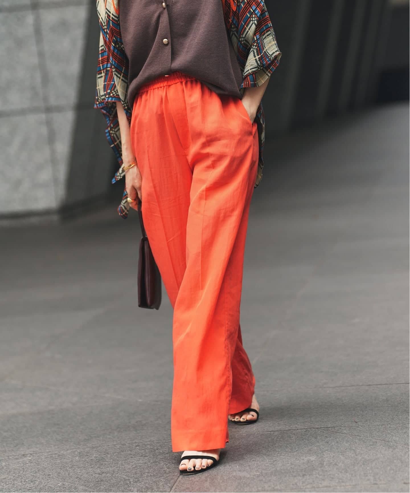 VERMEIL par iena Dry Poplin イージーパンツ ヴェルメイユ パー イエナ パンツ その他のパンツ オレンジ グリーン ネイビー