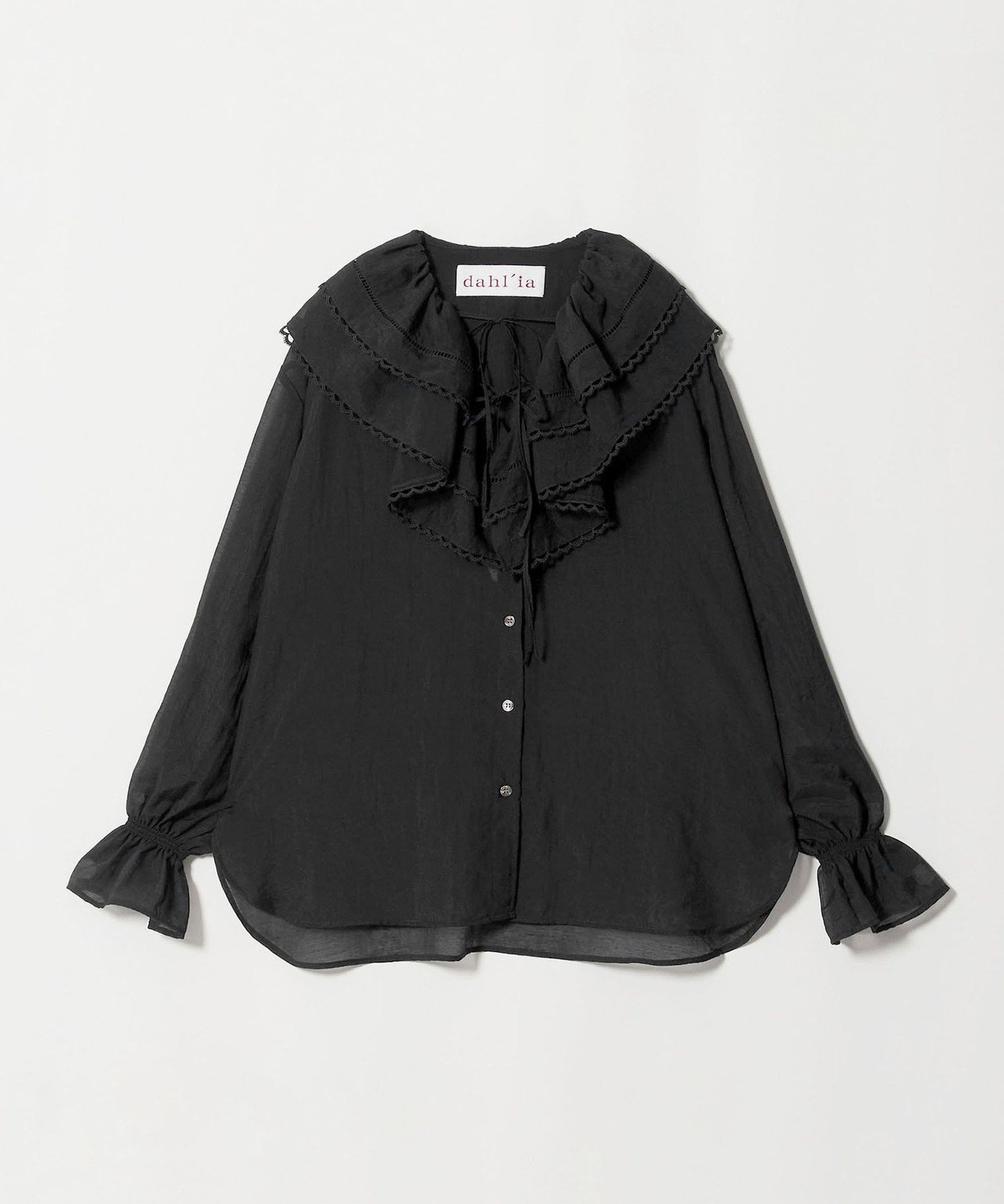 UNITED ARROWS 【別注】＜dahl'ia＞フリル ドレープ ブラウス ユナイテッドアローズ トップス シャツ・ブラウス ブラック ホワイト【送料無料】