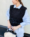 【SALE/30%OFF】NOLLEY'S 《手洗い可能》ツイード&リボンベスト ノーリーズ トップス ベスト・ジレ ホワイト ブラック【送料無料】(4)