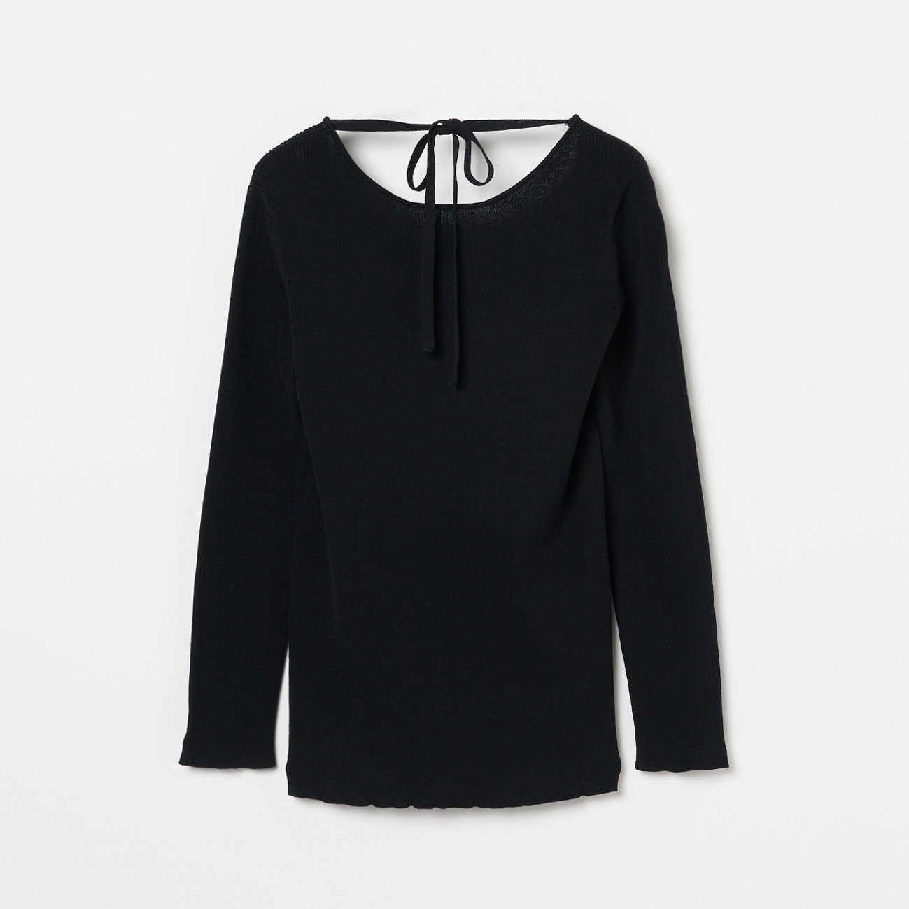 HELIOPOLE BACK RIBBON RIB KNIT エリオポール トップス カットソー・Tシャツ ブラック ピンク