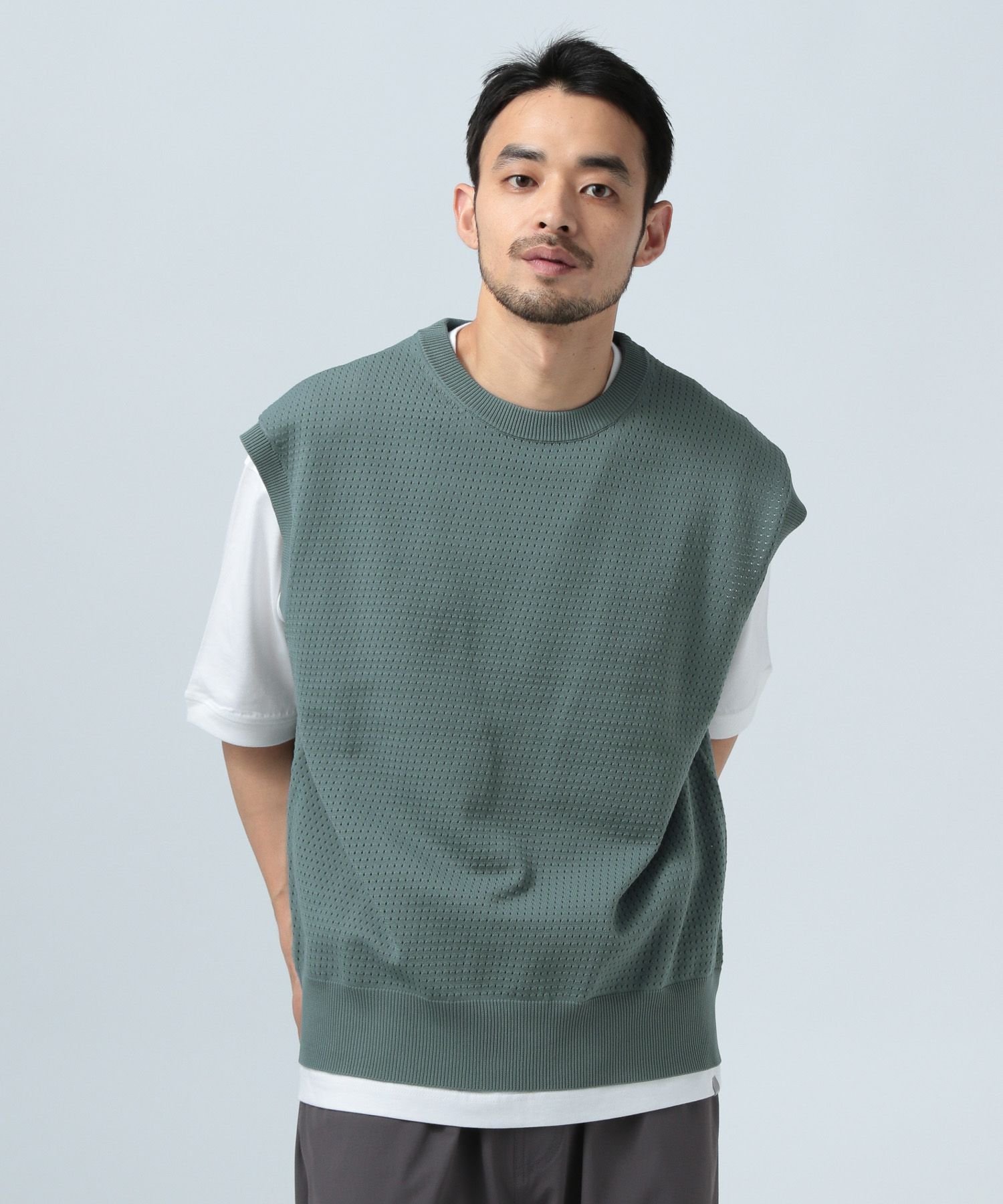 [セットでお得!]ベストレイヤード半袖プルオーバー ベイフロー トップス カットソー・Tシャツ ホワイト ブラック