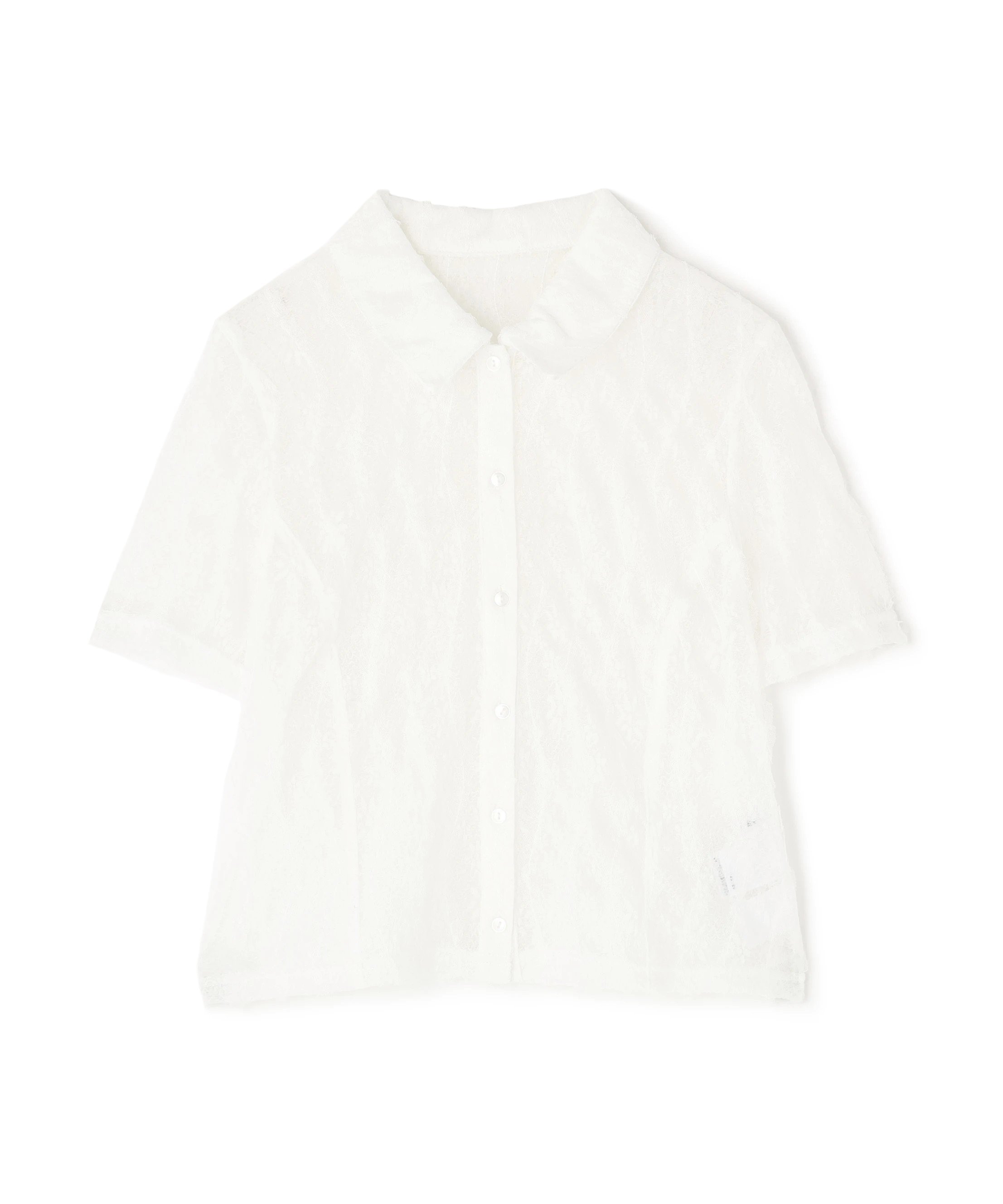 NATURAL BEAUTY BASIC クロップドレースシャツ* ナチュラルビューティベーシック トップス シャツ・ブラウス ブラック ホワイト