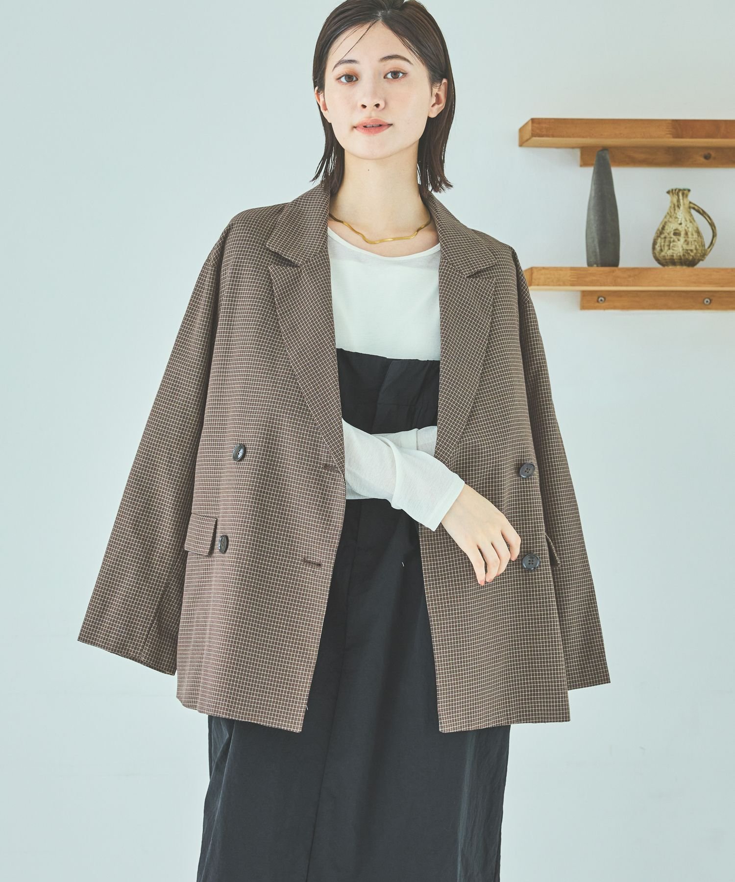 【SALE／40%OFF】LAKOLE チェックダブルジャケット ラコレ ジャケット・アウター テーラードジャケット..