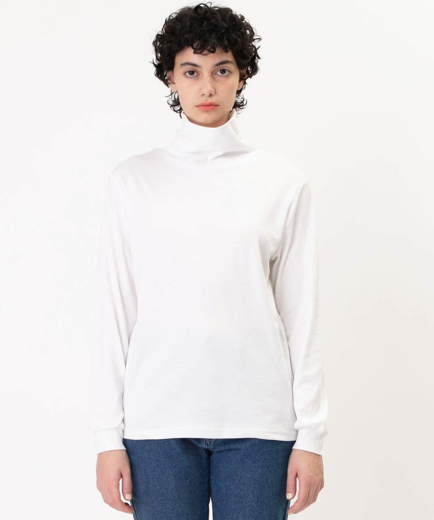 Johnbull Private labo モックネックロングスリーブTシャツ ジョンブルプライベートラボ トップス カットソー・Tシャツ ホワイト ブラック