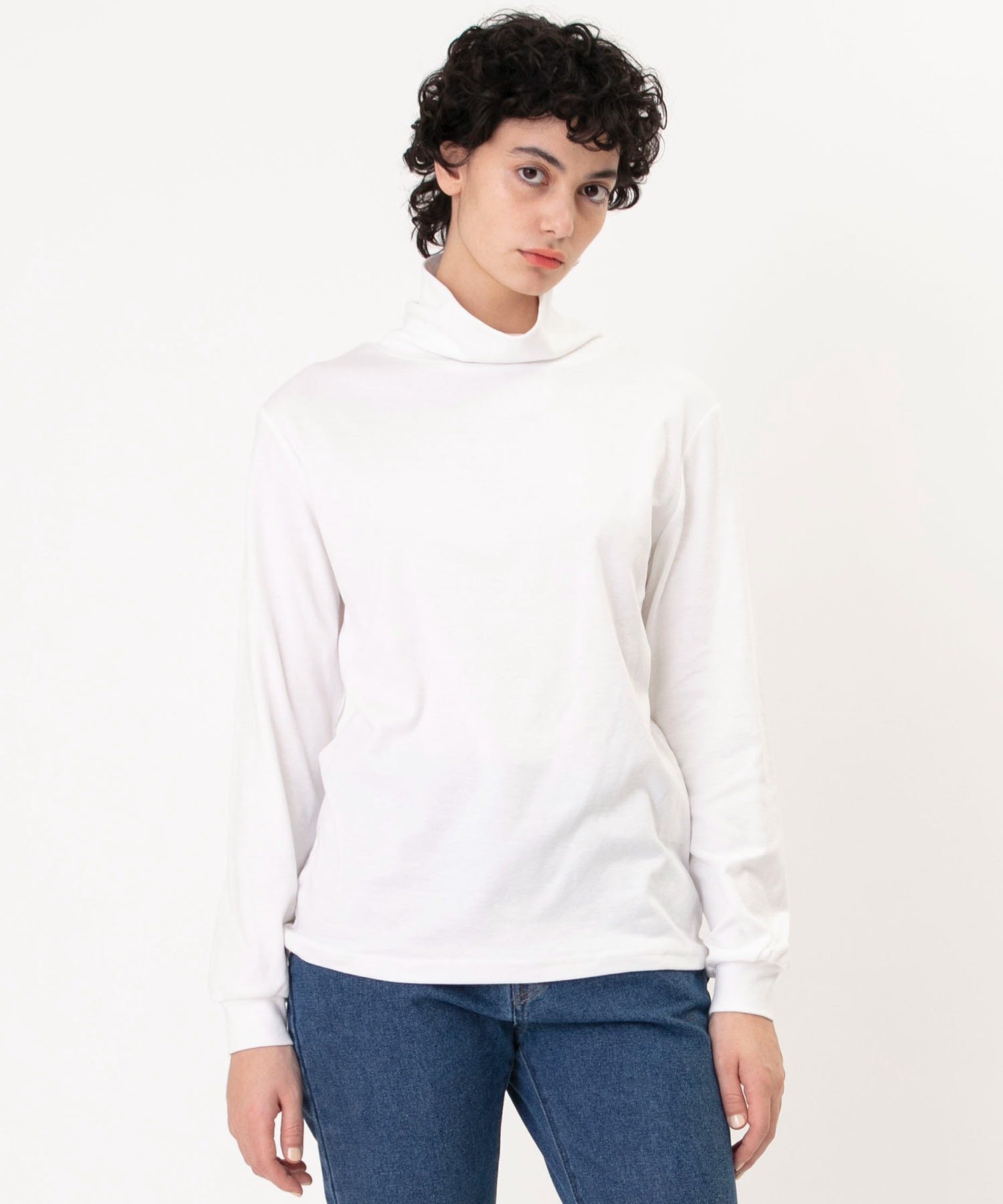 Johnbull Private labo モックネックロングスリーブTシャツ ジョンブルプライベートラボ トップス カットソー・Tシャツ ホワイト ブラック