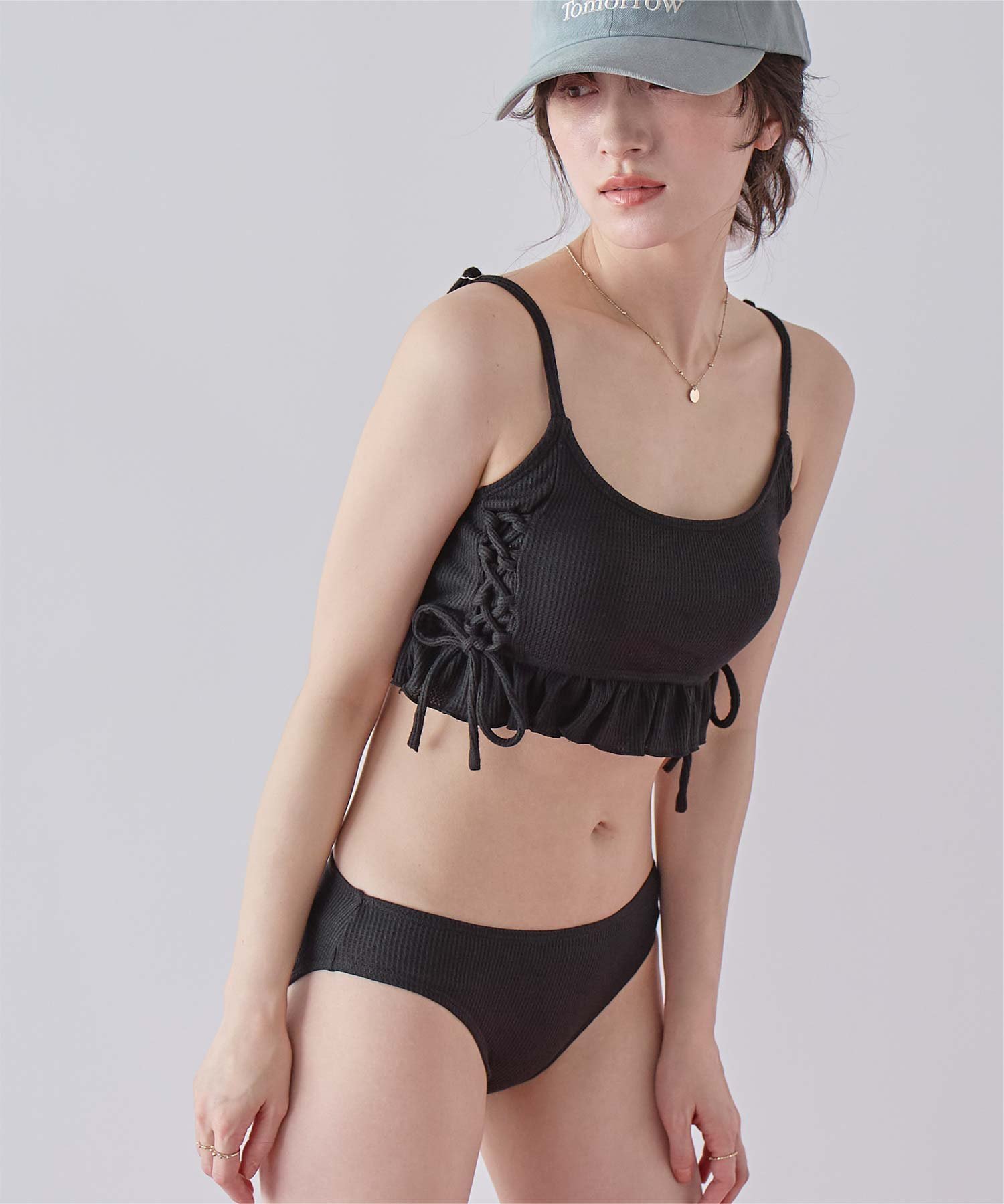 SEA DRESS ワッフル素材 レースアップ ビキニ / 水着セット ノンワイヤー ティティ...