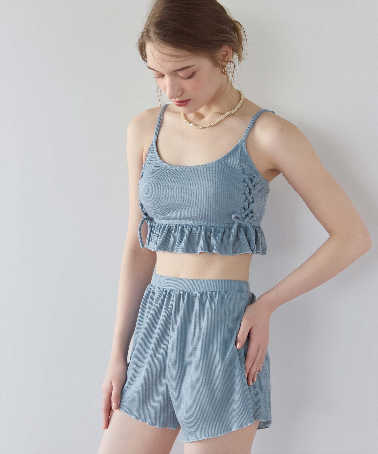 SEA DRESS ワッフル素材 レースアップ ビキニ / 水着セット ノンワイヤー ティティ...