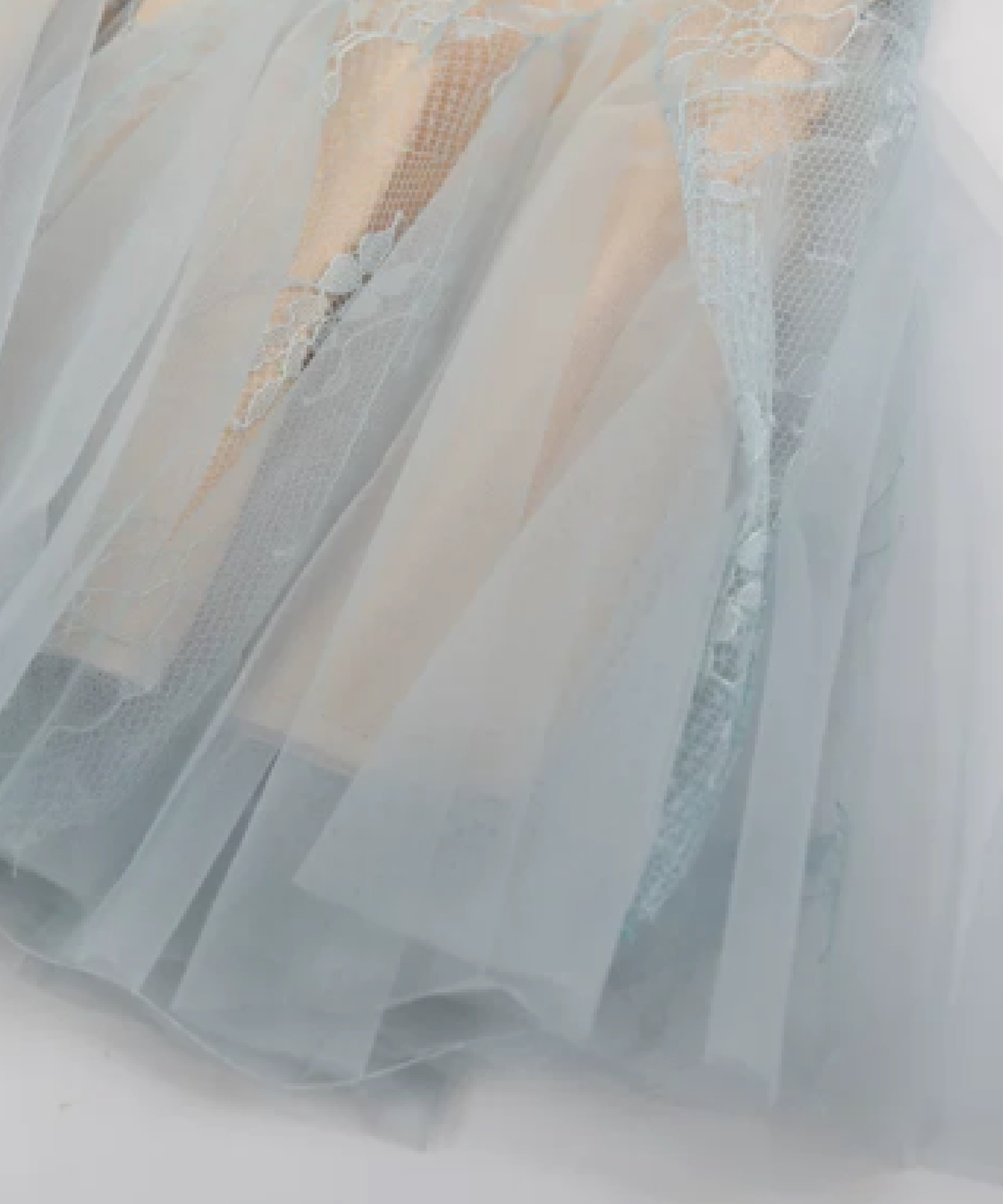 LA POMME petit Ballet Ribbon Lace Flare Cami Dress ラポミ・プチ ワンピース・ドレス ワンピース ブルー
