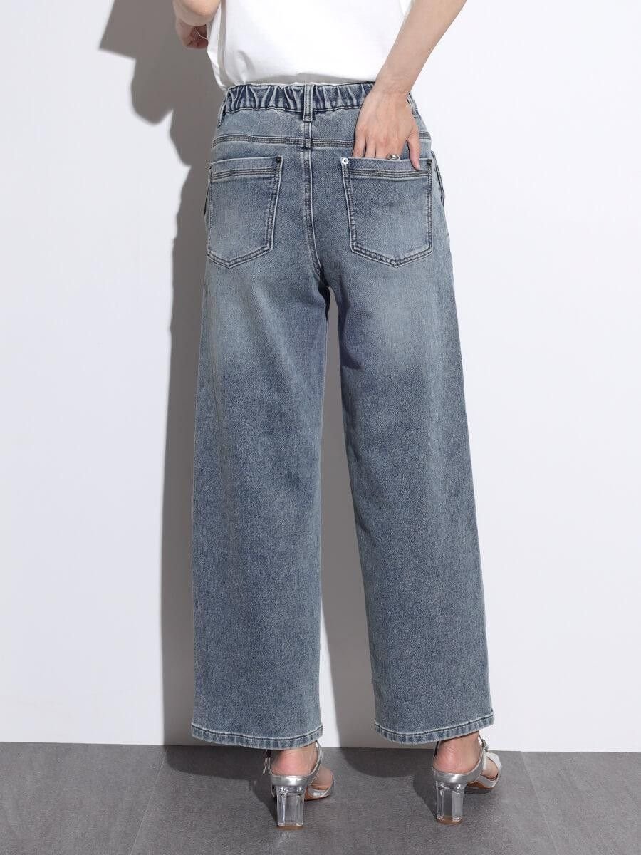 SCOTCLUB ボタンアクセントストレッチストレートデニム ヴァン パンツ ジーンズ・デニムパンツ ブルー